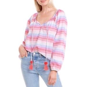 NWT J. Crew Metallic Pastel Striped Blouse Top